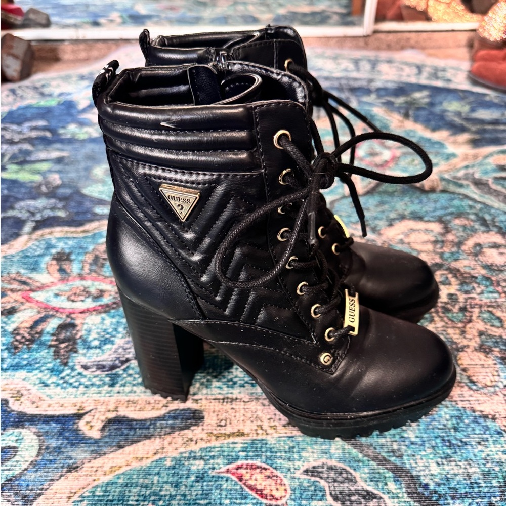 Guess Black Lace Up Boots